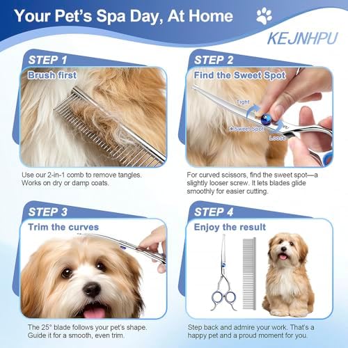 Professional Dog Grooming Kit 6.8 Inches, Curved Dog Grooming Scissors - Image 7