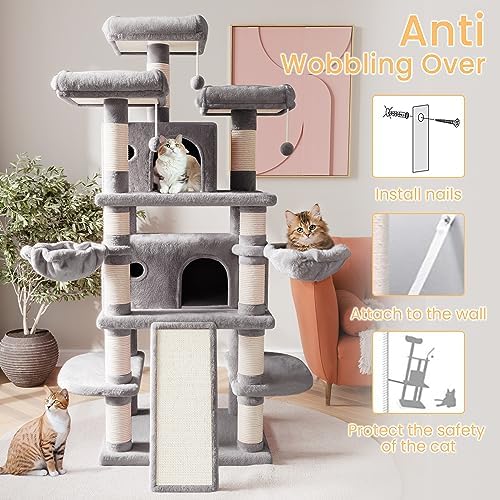 SHA CERLIN 68 Inches Multi-Level Large Cat Tree - Image 7
