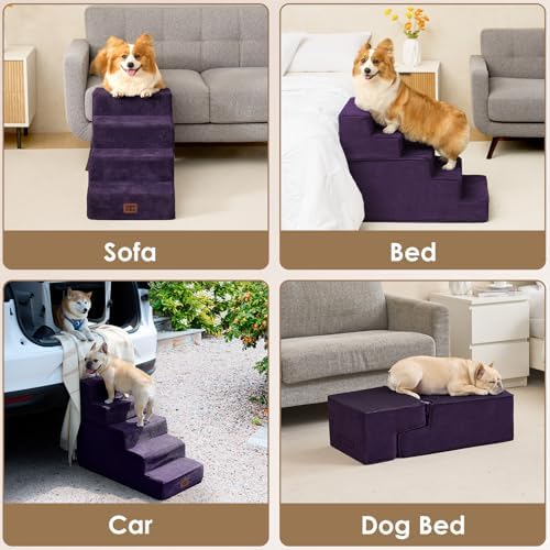 EHEYCIGA Dog Stairs for High Bed 22.5" H, 5-Step Dog Steps - Image 7
