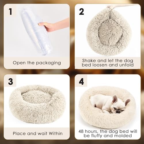 Extra Large Dog Beds, 36in Human Dog Anxiety Relief Comfort Bed-Light Brown - Image 6
