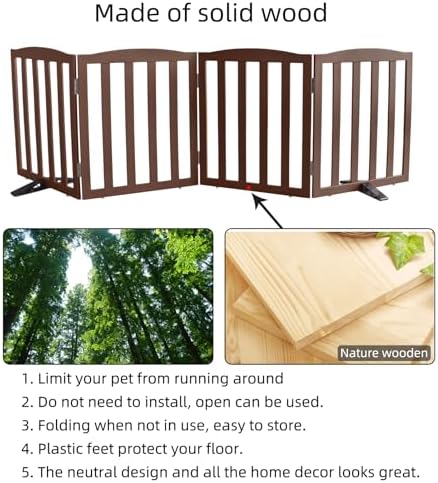 Freestanding Dog Gate Indoor, Doggie Gate Foldable Pet Gates - Image 6