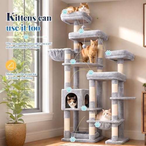 Hey-brother Cat Tree Tower, Wide Base, 5 Platforms - Image 7