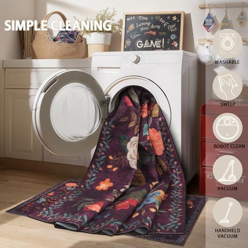 Purple Washable 2x3 Entry Rug, Small Rugs - Image 6