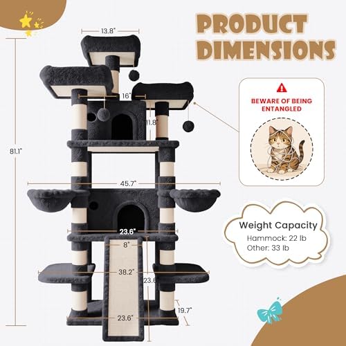 SHA CERLIN 81 Inches Extra Large Cat Tree - Image 7