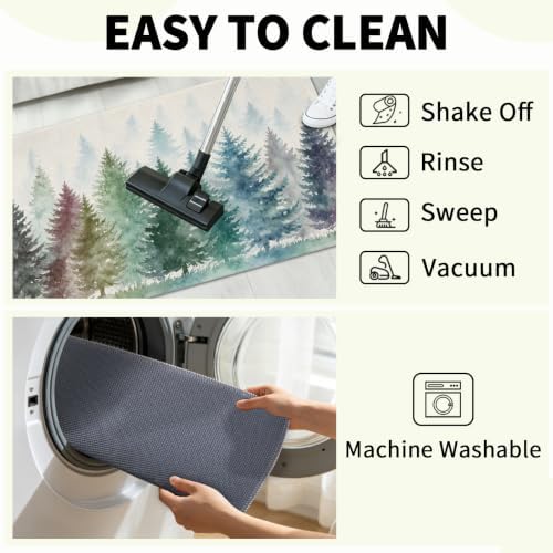 Giwawa Pine Tree Bath Rug Natural Forest Fog Washable Bathtub Mat Non Slip - Image 7