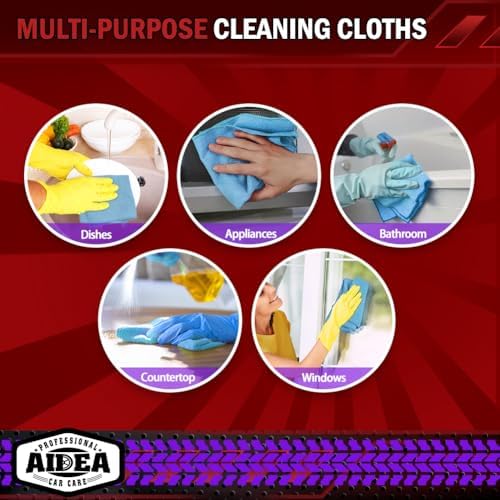 AIDEA Microfiber Cleaning Cloth Blue-50PK, Microfiber Towels - Image 7