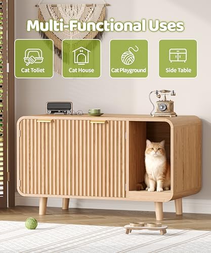 Fluted Cat Litter Box Enclosure Furniture - Image 7