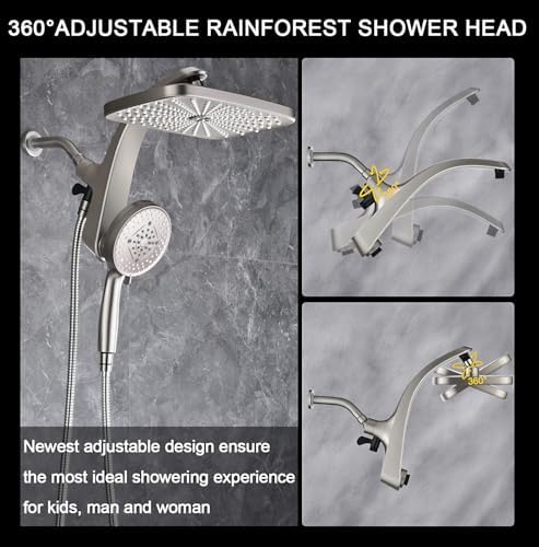 Rain Shower Head with Handheld Showerhead, Nickel 1.8GPM 460311 - Image 6