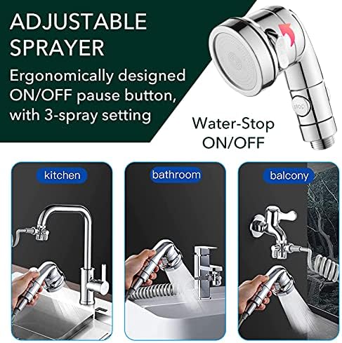 Sink Handheld Shower Kit with 9.8ft Telescopic Hose, Kitchen Bathroom Faucet - Image 6