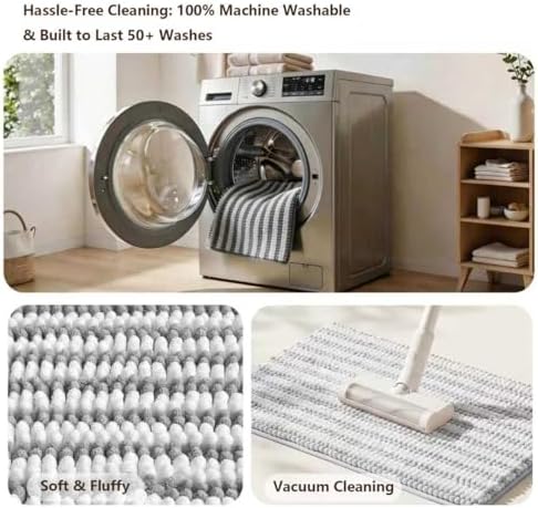 Chenille Bathroom Rug Non Slip Washable, Absorbent Bath Mat - Image 7