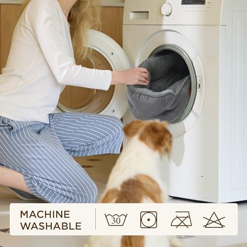 Bedsure Self Warming Cat Bed, Round Washable Small Dog Bed, 20In Grey - Image 7