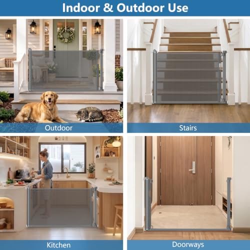 Malier Retractable Dog Gate, 29-42" No Drilling Pressure Mounted Mesh Dog Gate - Image 7