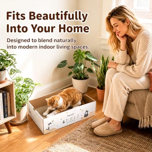 PatiencET Cat Scratch Pad with Box, Corrugated Cardboard Scratcher - Image 7