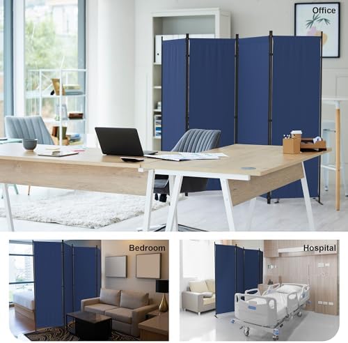 Room Divider, 4 Panel Folding Screen, 88” Portable Separating 3 Feet - Image 7