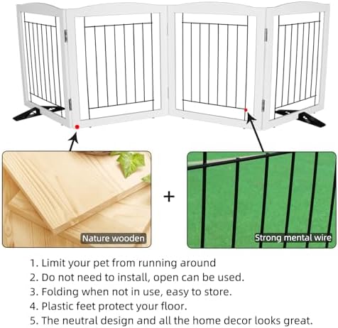 ZJSF Freestanding Dog Fence Indoor, Foldable Dog Gate - Image 6