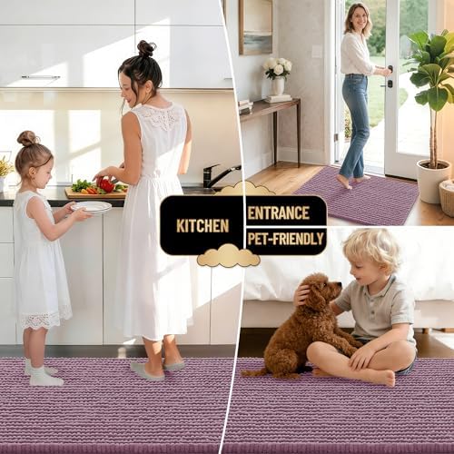 OLANLY Thick Chenille Bathroom Runner Rugs Mats 44x24, Deep Plum - Image 6