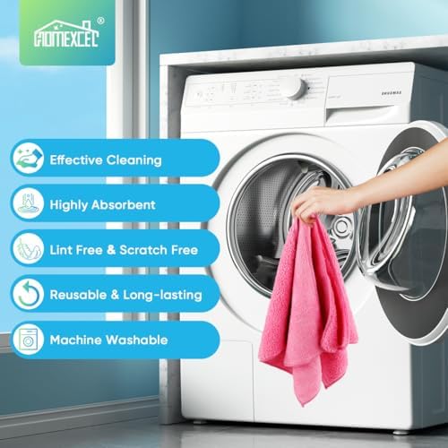 HOMEXCEL Pink Microfiber Cleaning Cloth, Microfiber Towels - Image 6