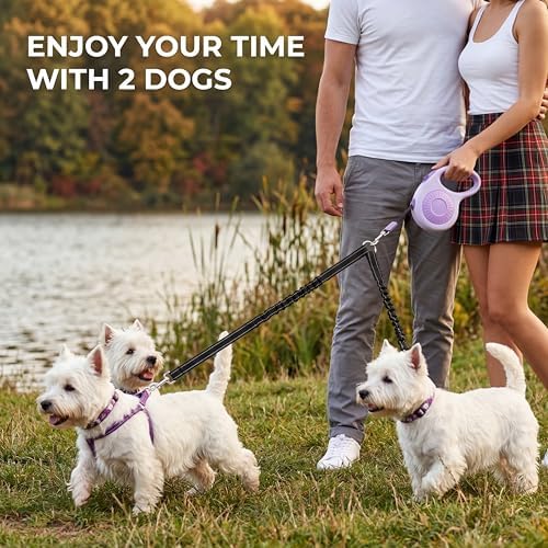 Double Dog Leash for Walking 2 Small Dogs, Dual Retractable 9.8ft Extendable - Image 7