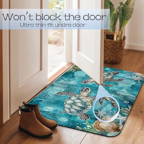 Ocean Turtle Bathroom Rug 29.5"x17", Super Absorbent Fast Drying Bath Mat - Image 7