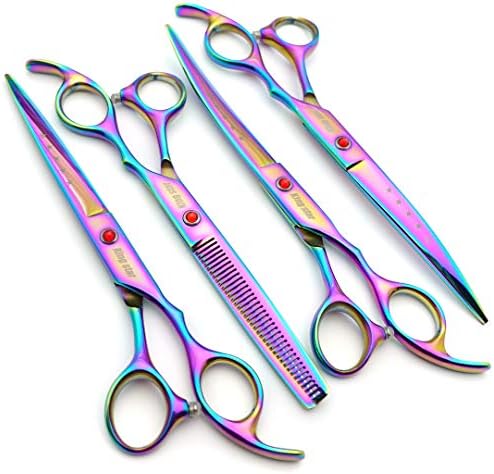 KINGSTAR 7.0in Titanium Rainbow Professional Pet Grooming Scissors Set - Image 7