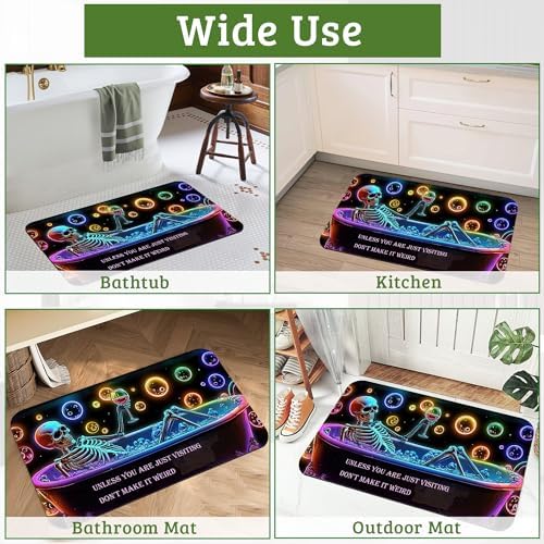 Punk Skull Bathroom Rugs Thin Bath Mat Non Slip Washable, Rubber Backing Quick - Image 7