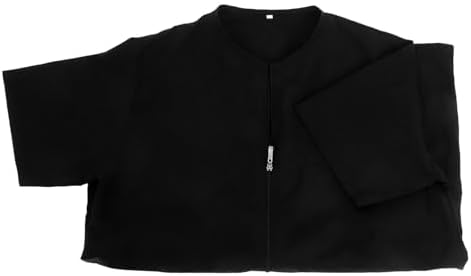 PET Grooming Apron Zippered Short Sleeve Black Polyester by SOESFOUFU