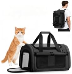 Backpackable Cat Carrier 17"x11"x11", Soft-Sided Collapsible Pet Carrier by TOPEAST