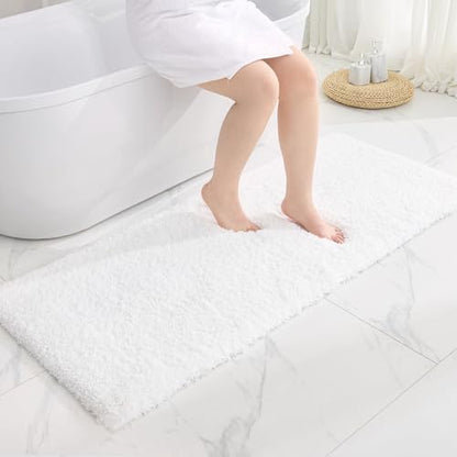 Disolla White Bathroom Rugs 24x48, Microfiber Non-Slip Plush Thick Bath Mat by Disolla