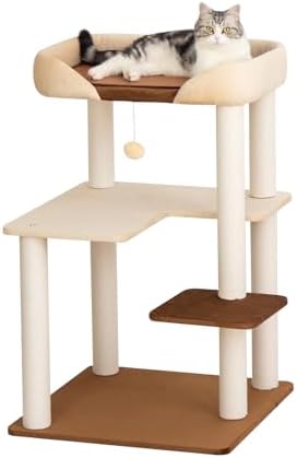 37.5" Cat Tree Tower for Large & Senior Cats, Low-Step Design by PETTIFULCATTREE