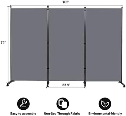 Room Divider 3 Panel Folding Privacy Screen, Round Pad Design Wall Divider - Image 6