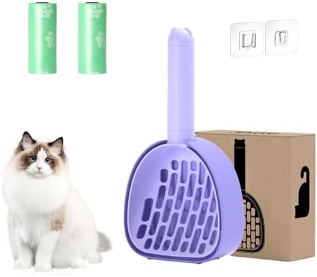 Cat Litter Scoop with Holder and Refill Bags, Mess-Free Cat Litter Scooper by HMTRADE