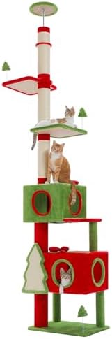 PETEPELA Floor to Ceiling Christmas Cat Tree, Tall Cat Tower by PETEPELA