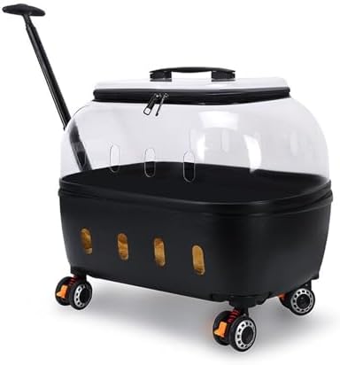 Cat Carrier with Wheels, Transparent Rolling Hard Shell Pet Carrier, Rolling by Unknown