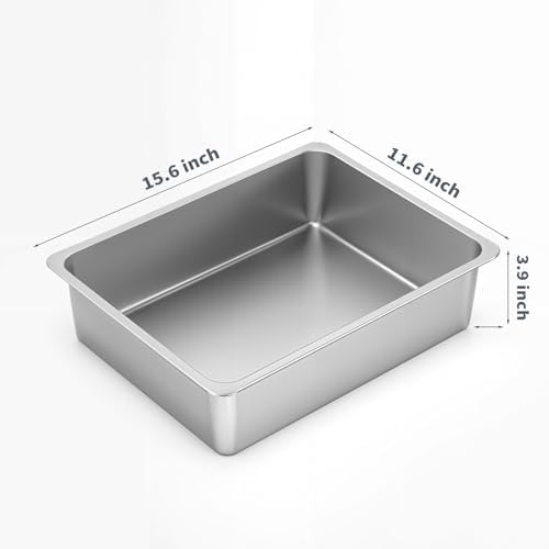 Kirecoo Small Stainless Steel Cat Litter Box Low Entry - Image 2