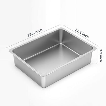 Kirecoo Small Stainless Steel Cat Litter Box Low Entry - Image 2
