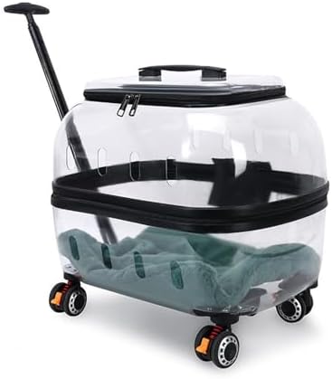 Cat Carrier with Wheels, Transparent Rolling Hard Shell Pet Carrier, Rolling by Unknown