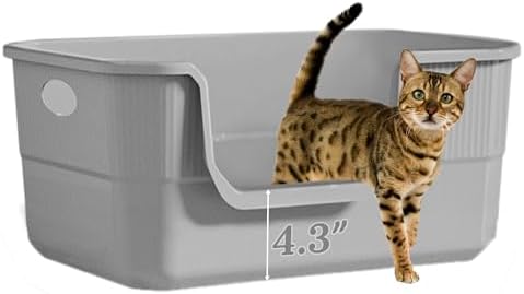 Low Entry Litter Box for Kittens & Senior Cat, High Sided Kitty Litter Boxes by TehoaoWomensClothes