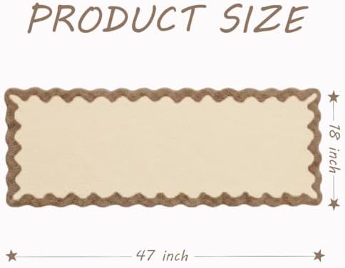 Farmhouse Decor Cute khaki Scalloped Bathroom Mat, Fun Plush Luxury Microfiber - Image 3
