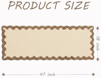 Farmhouse Decor Cute khaki Scalloped Bathroom Mat, Fun Plush Luxury Microfiber - Image 3