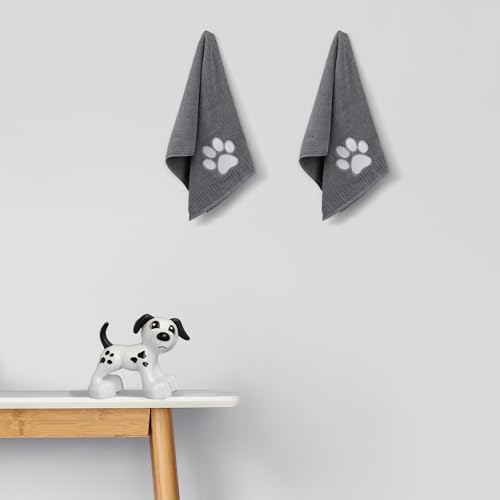 SmoothNovelty 2 Pcs Dog Paw Hand Towels Grey Bathroom Decor 14x29 Inch - Image 4