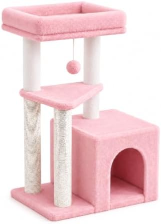 Small Cat Tree Tower for Indoor Cats, 33 Inches Multi-Level Cat Condo by MeowHomm