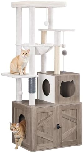 HOOBRO Cat Tree with Litter Box Enclosure, Tall Cat Tower by HOOBRO