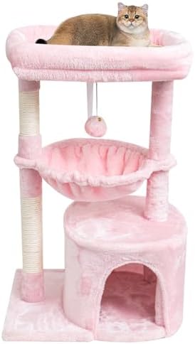 SYANDLVY Pink Cat Tree for Indoor Cats, Modern Tower by SYANDLVY