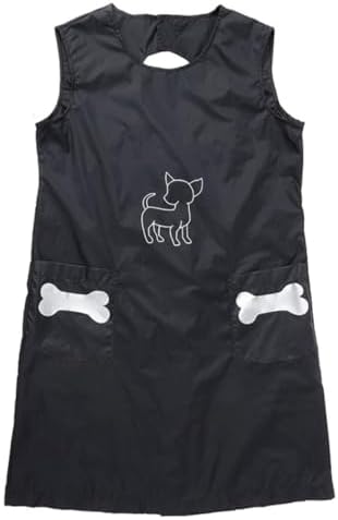 Black Nylon PET Grooming Apron for Mobile Groomers, Hair Resistant Workwear by OFFSCH