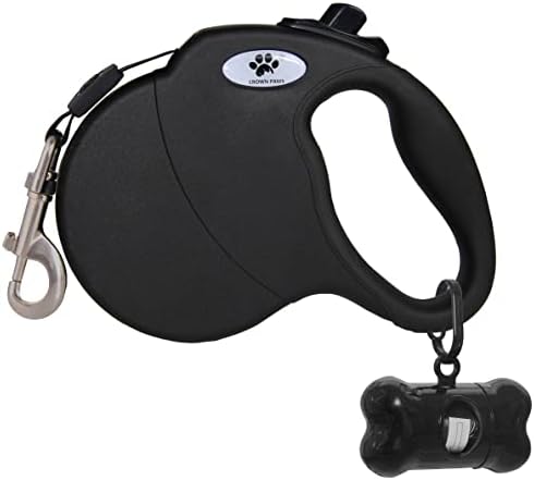 16 ft Retractable Dog Leash for Large Dogs up to 44 lbs, Tangle-Free Nylon Tape by CROWN+PAWS