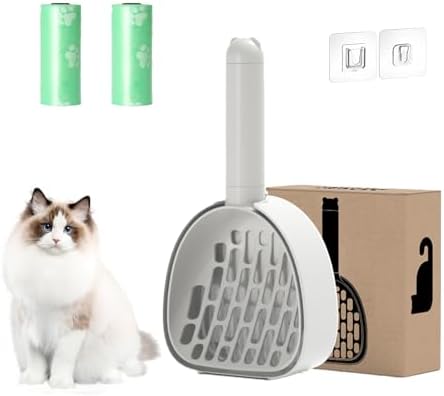 Cat Litter Scoop with Holder and Refill Bags, Mess-Free Cat Litter Scooper by HMTRADE