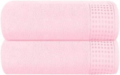 GLAMBURG 100% Cotton Oversized 2 Pack Bath Sheets 35x70, Ultra Soft Highly by GLAMBURG