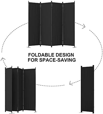 Room Divider, 4 Panel Folding Screen, 88” Portable Separating 3 Feet - Image 6