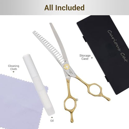 Dog Grooming Scissors, 7.0'' Pet Curved Chunkers Shears - Image 7