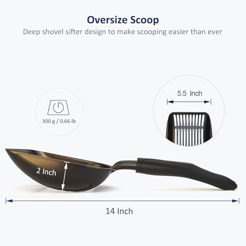 WePet Cat Litter Scoop, Non-Stick Plated Aluminum Alloy Sifter, Kitty Durable - Image 5